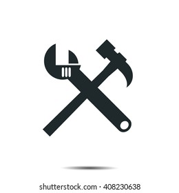 tool icon Wrench and Hammer icon Wrench and hammer. Tools icon isolated on white background 