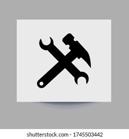 Tool icon. Wrench icon, logo isolated Wrench and hammer. Tools icon isolated on white background