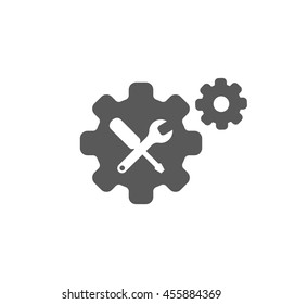 tool icon, Wrench and screwdriver vector isolated on gear and white background