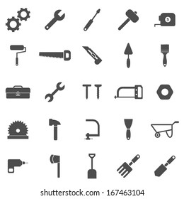 Tool icons on white background, stock vector