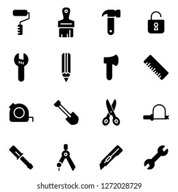 Tool icons pack. Isolated tool symbols collection. Graphic icons element