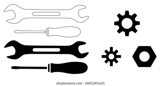 tool icons, screwdriver and wrench