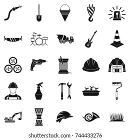 Tool icons set. Simple set of 25 tool vector icons for web isolated on white background
