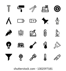 tool icons set with wrench, microscope and themometer with low temperature vector set