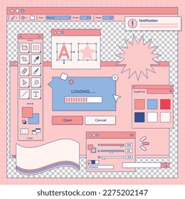 Tool Icons vector, pink and blue background