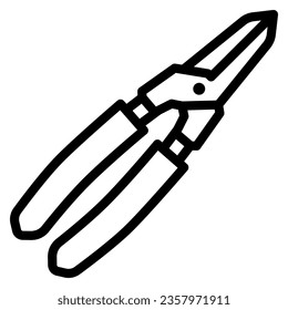 Tool with insulating handles line icon, Safety engineering concept, Pliers tool sign on white background, Cable cut tool icon in outline style for mobile and web design. Vector graphics