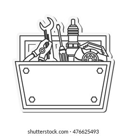 tool kit box repair construction instrument icon. Flat and isolated design. Vector illustration