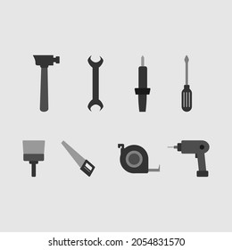 Tool Kit Simple Vector Set, Flat Icon Tool Tool Kit Vector