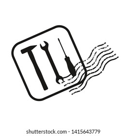 Tool Kit. Vector screwdriver. Vector wrench. Vector hummer. Cone wrench. Stamp of fixing service. 