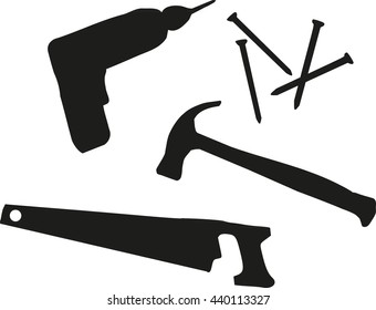 Tool kits - cordless screwdriver, screws, hammer, saw