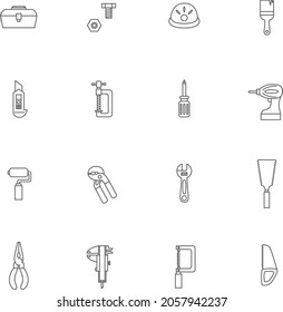 Tool line drawing icon set