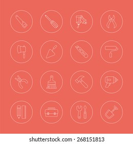 Tool line icon set