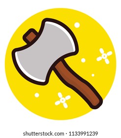 A tool with long wooden handle and sharp blade on the both sides of its head to cut and split timber called axe 