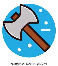 A tool with long wooden handle and sharp blade on the both sides of its head to cut and split timber called axe 