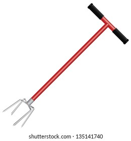 Tool for loosening the soil in the garden. Vector illustration.