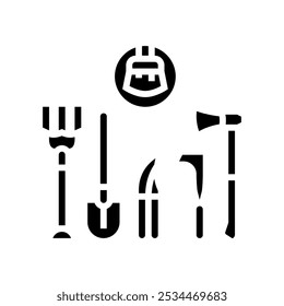 tool maintenance garden glyph icon vector. tool maintenance garden sign. isolated symbol illustration