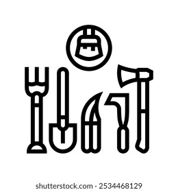tool maintenance garden line icon vector. tool maintenance garden sign. isolated contour symbol black illustration