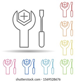 Tool mark in multi color style icon. Simple thin line, outline vector of automation icons for ui and ux, website or mobile application