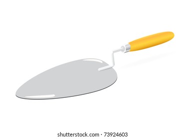 The tool of the mason. Trowel, it is isolated on white