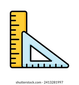 Tool for measurement or calculating length, premium icon of ruler, triangular scale vector