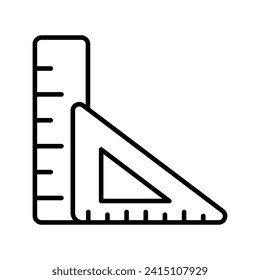 Werkzeug zur Messung oder Berechnung der Länge, Premium-Symbol des Lineals, dreieckiger Vektorgrafik