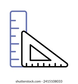 Herramienta para medir o calcular la longitud, icono de prima de la regla, vector de escala triangular