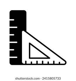 Tool for measurement or calculating length, premium icon of ruler, triangular scale vector