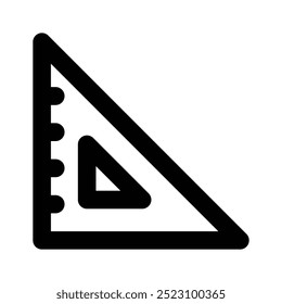 Ferramenta para medição ou cálculo de comprimento, ícone premium da régua, vetor de escala triangular