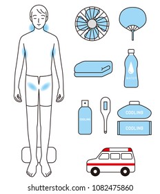 Werkzeug für Maßnahmen gegen Hitzeschub. Ein Teil zum Abkühlen auf niedrigere Körpertemperatur.