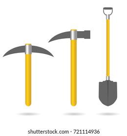 tool for mining set illustration in colorful