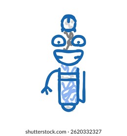 Vector de dibujo de icono de doodle de carácter de pluma de herramienta. signo de carácter de pluma de herramienta. ilustración de símbolo aislado