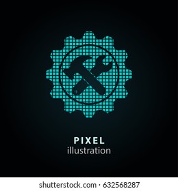 Tool - pixel icon. Vector Illustration. Design logo element. Isolated on black background. It is easy to change to any color.