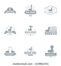 Tool renovate logo set. Simple set of 9 tool renovate vector logo for web isolated on white background