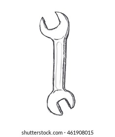 Tool, repair and construction concept represented by sketch wrench icon. Isolated and flat illustration