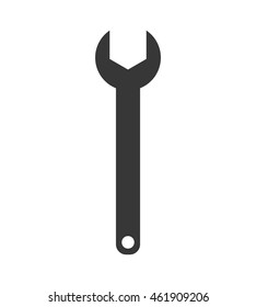 Tool, repair and construction concept represented by wrench silhouette icon. Isolated and flat illustration