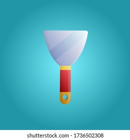 Tool for repair and construction a metal spatula for applying mortar and plaster on a blue background. Vector illustration