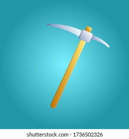 Tool for repair and construction mining metal sharp pickaxe on a blue background. Vector illustration