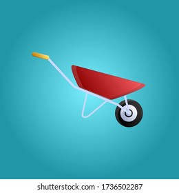 Tool for repair and construction unicycle trolley for the transport of goods on a blue background. Vector illustration