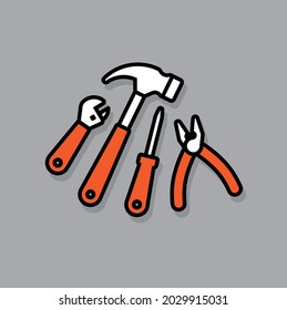 tool set (pliers, hammer, driver, monkey sapn)