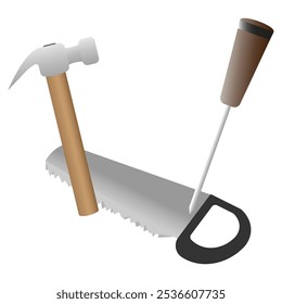 Conjunto de herramientas: Sierra, martillo, destornillador