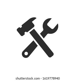 Tool, setting isolated flat web icon. Vector sign