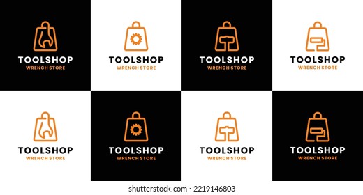 tienda de herramientas, taller, taller de lavado diseño de logotipo de tienda online colección de tiendas