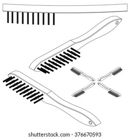 tool steel brush line drawing isometric set