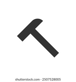 Tool steel hammer black filled illustration isolated on white background. Vector icon in flat style.