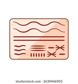 tool suture practice pad cartoon. education healthcare, surgery technique, learning model tool suture practice pad sign. isolated symbol vector illustration