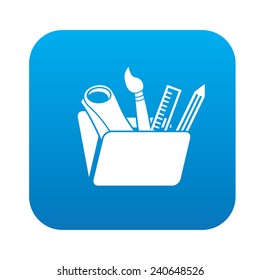 Tool symbol design on blue button,clean vector