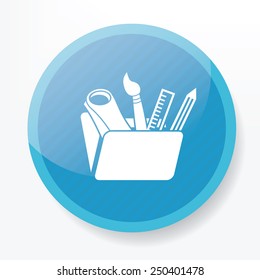 Tool symbol design on blue button,clean vector