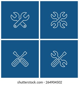 tool thin line icon set