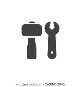Tool toys vector icon. filled flat sign for mobile concept and web design. Toy hammer and wrench glyph icon. Symbol, logo illustration. Vector graphics