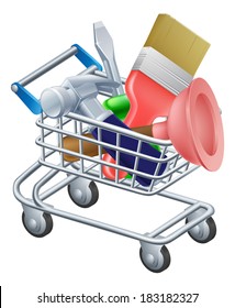 Tool trolley illustration of a shopping cart or trolley full of work tools
